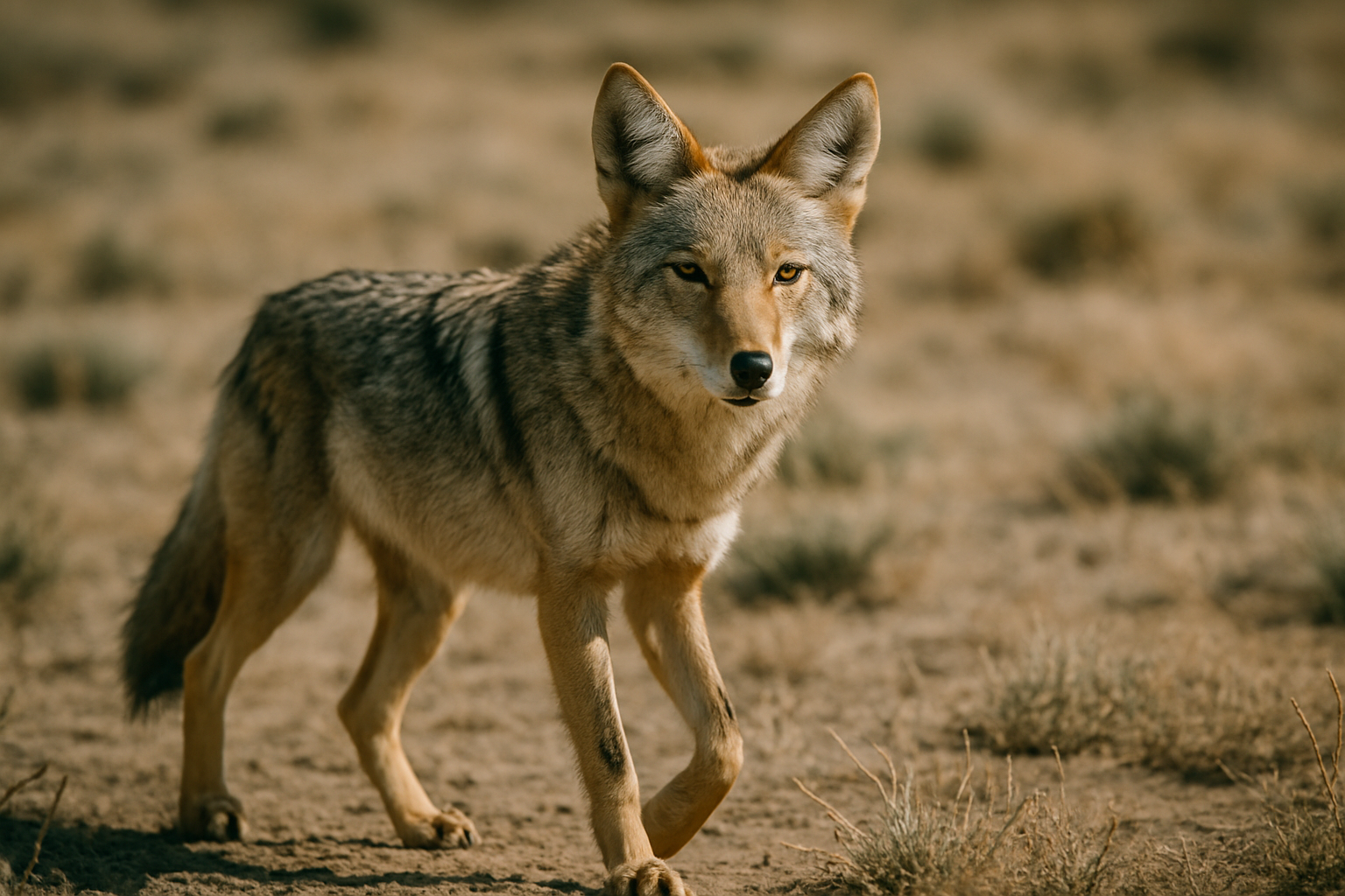 コヨーテの画像｜乾燥地で獲物を探す野生動物【無料】