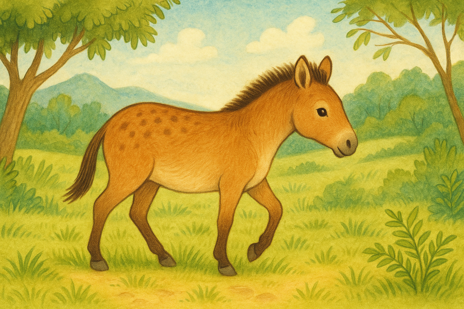 ヒラコテリウム（ウマの祖先）の復元イメージ